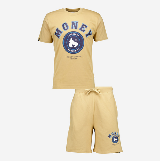 MONEY - Set Tricou și Pantaloni Scurți Maro