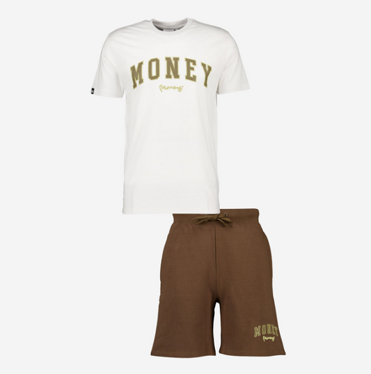 MONEY - Set Tricou și Pantaloni Scurți Alb