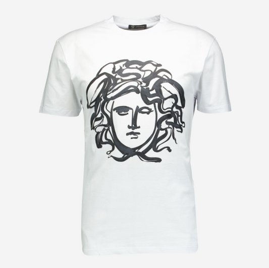 VERSACE - Tricou Alb cu Design Medusa