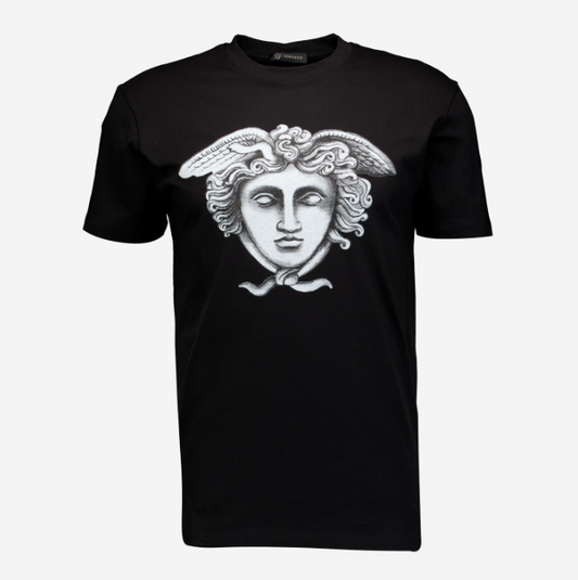 VERSACE - Tricou Negru cu Design Medusa