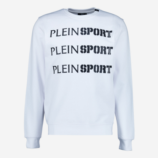 PLEIN SPORT - Bluza Alba cu Guler Rotund