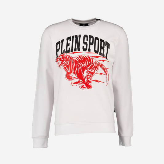 PLEIN SPORT - Bluza Alba cu Imprimeu Tigru