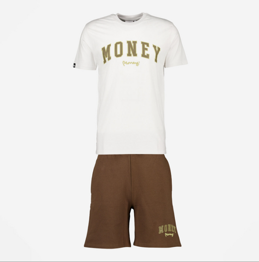 MONEY - Set Tricou și Pantaloni Scurți Alb
